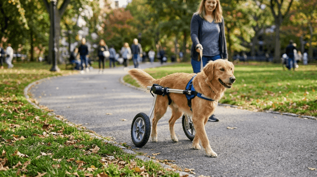 Mobility aids and support equipment for dogs with disabilities