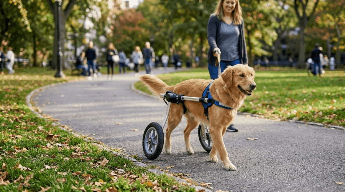 Mobility aids and support equipment for dogs with disabilities